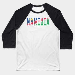 Namibia Text in Colors of the Namibia Flag Baseball T-Shirt